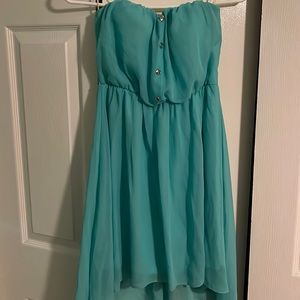 High low strapless dress